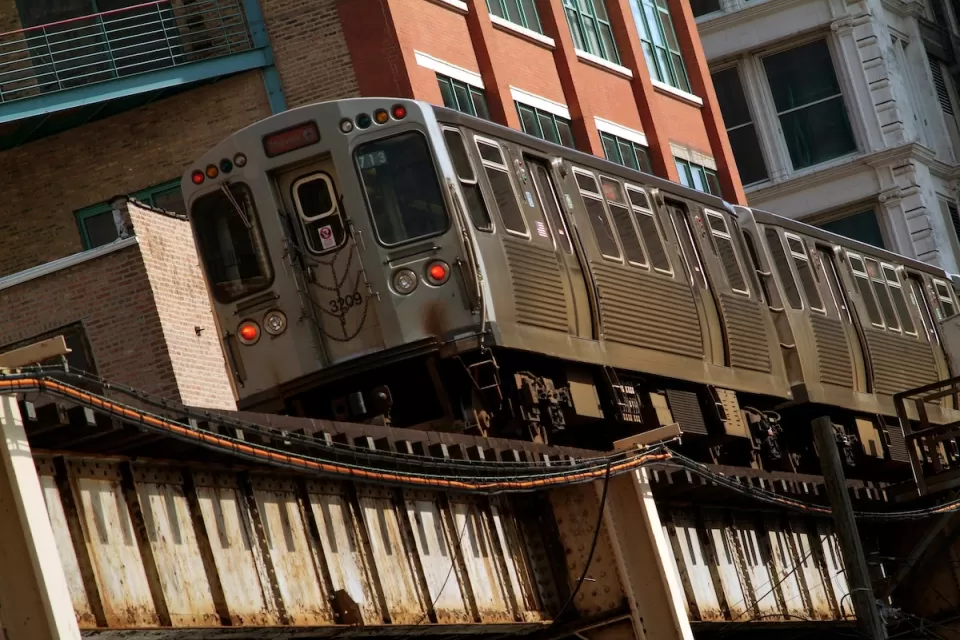 Elevated train in Chicago, Illinois.